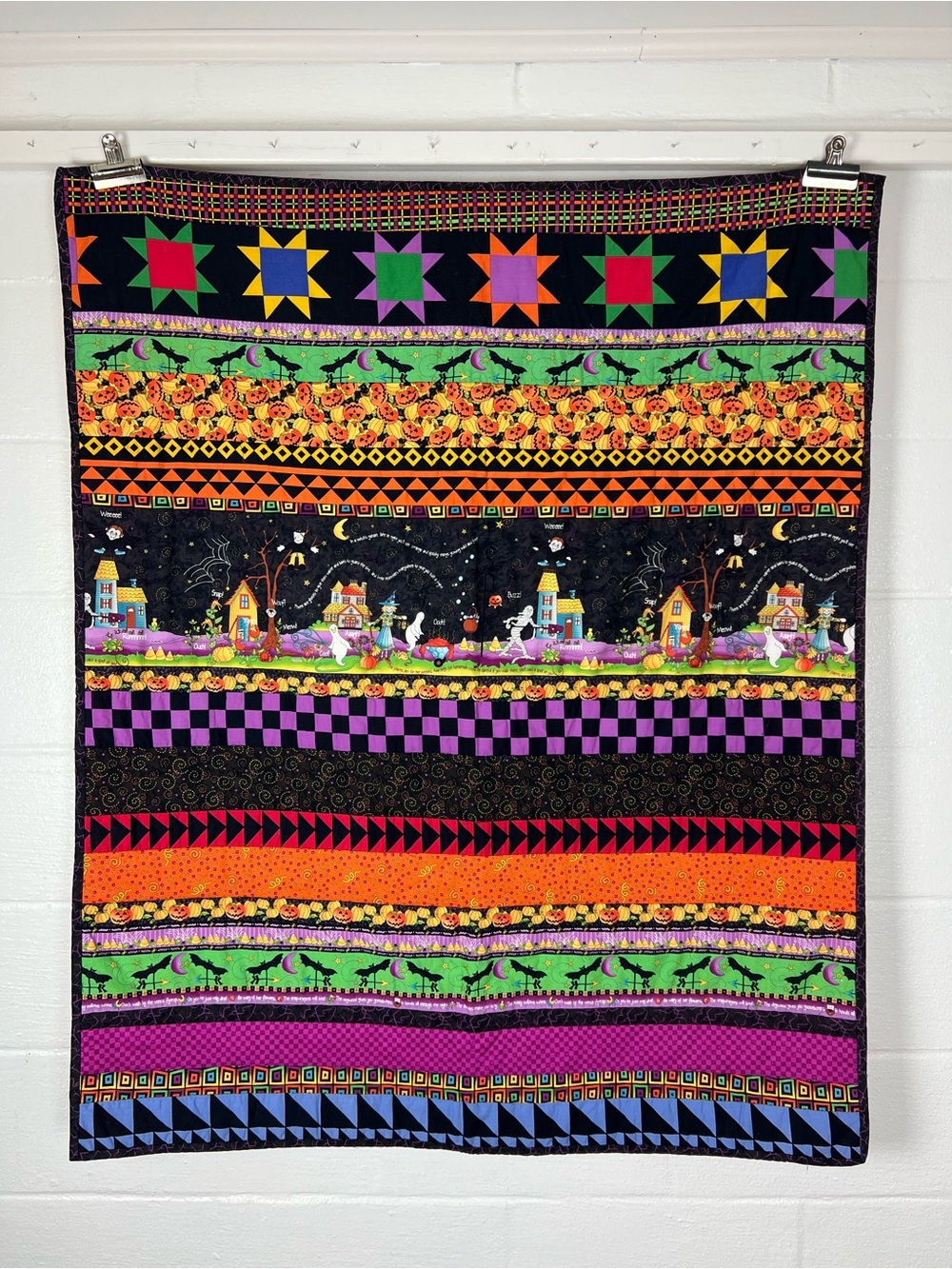 Halloween Quilt handmade 40”X50” wall hanging, lap quilt
